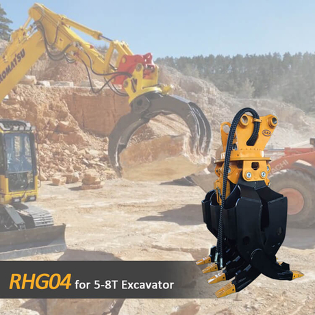 Grappin &agrave; pierre RHG04 pour excavatrice 5-8T
