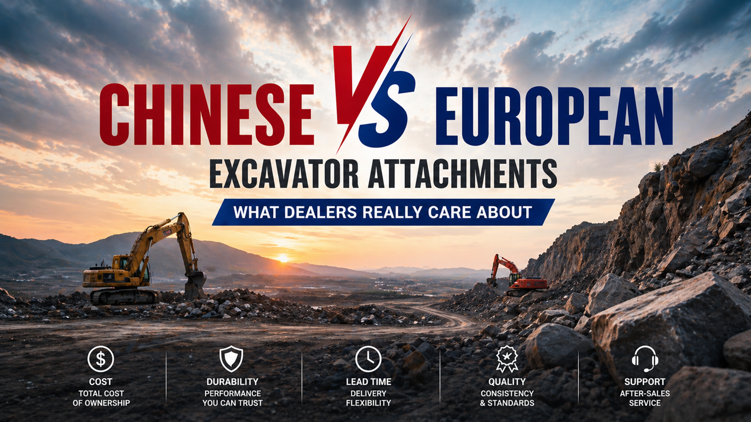 Acess&oacute;rios de escavadeira chinesa versus europeia: o que os revendedores realmente se preocupam